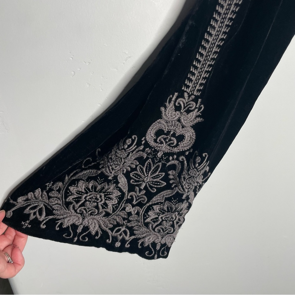 Johnny Was Hirsch‎ Black Velvet Embroidered Pants Black Medium - Picture 8 of 14